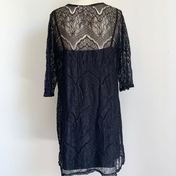 Divided by H&M Black Lace Sheer Bodycon Party Quarter Sleeve Mini Dress (Size M) - Picture 3 of 16